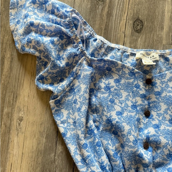 Monteau Los Angeles | Floral Blue Top - Picture 3 of 5